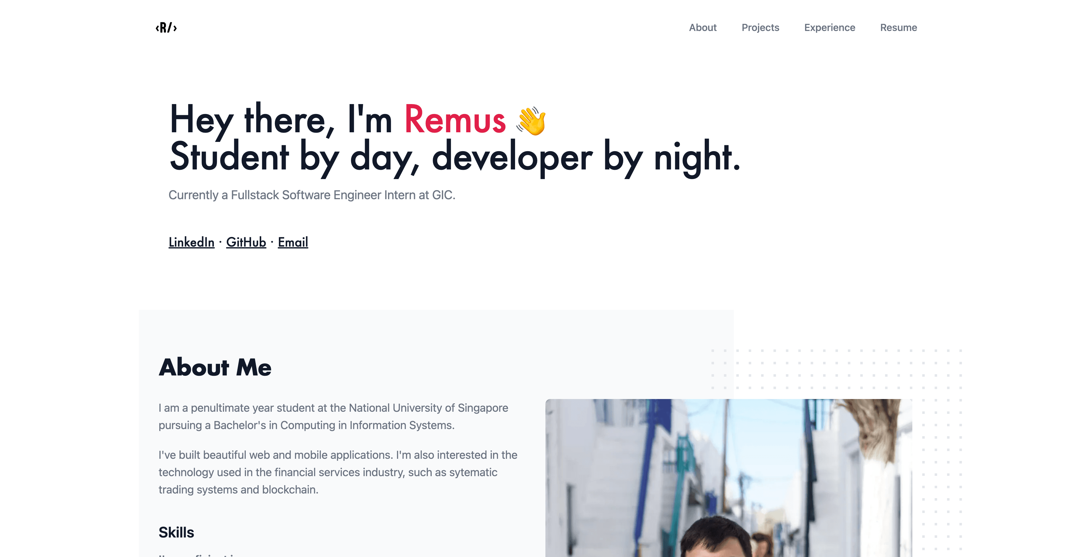 Portfolio website screenshot.